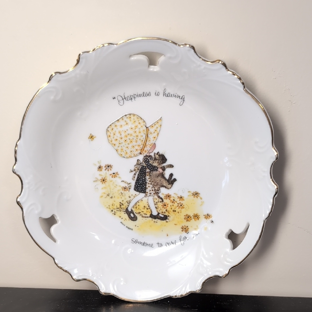 Holly Hobbie Vintage Decorative Plate With Cat 8"